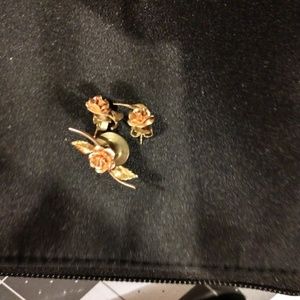 Vintage Rose Gold Earrings and Pin